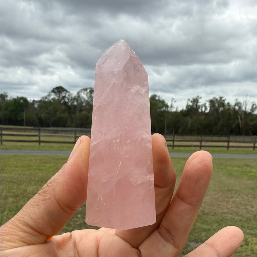 Rose Quartz Crystal Obelisk - Pale Pink Point